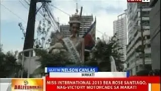 BT: Miss International 2013 Bea Santiago, nag-victory motorcade sa Makati