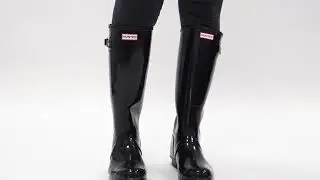 | Shuperb&trade; Hunter ORIGINAL TALL GLOSS Ladies Rubber Wellington Boots Black