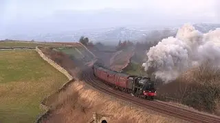 LMS 5MT No.45407 passes Birkett Common with 'The Winter Cumbrian Mountain Express'