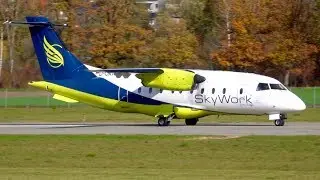 VERY LAST SkyWork FLIGHT! Dornier 328 D-CAAQ (ex HB-AER) Take-Off * Great Turboprop Sounds!