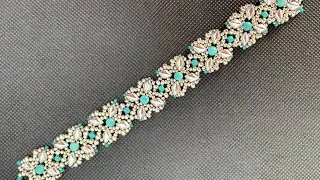 Silver & Turquoise Beaded Bracelet 💎 #beadedbracelet #beadingtutorial
