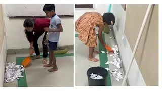 Preschoolers learn to clean their classrooms!