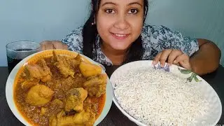 spicy chicken kasa, muri/puffed rice, eating show