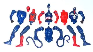 AVENGERS ASSEMBLE TOYS, Red-spiderman vs Captain america vs Monster venom 
