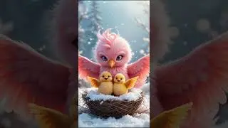 Bright Pink Bird with Chicks #shorts
