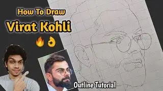 How To Draw Virat Kohli Step By Step Outine Tutorial  / Virat Kohli Outline #Sketching #Drawing  🔥👌