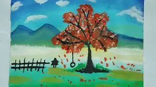easy scenery painting for kids || night sky moonlight mountain paint @artdrawingpaintingwithfatima