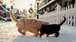 Dog and cat in American village