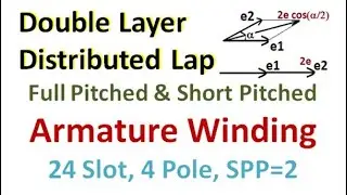 Armature Winding of AC machine, Double Layer Distributed Lap, Full pitched and short pitched winding