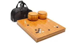 Bamboo 2-Inch Reversible Go Game Set Board with Single Convex Stones and Bamboo Wood Bowls Set