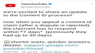 We're  excited to share an update To the content ID process? Now when you appeal a content ID ckaim