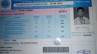 CA Foundation marksheet ICAI result speed post june 2022