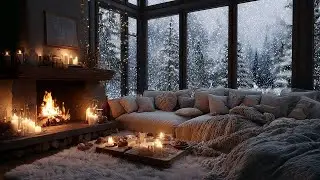 Rustic Winter Retreat Ambience | Howling Wind & Fireplace Sounds for Instant Sleep and Peace