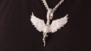 XL White Gold Soaring Angel Necklace | Necklaces | King Ice
