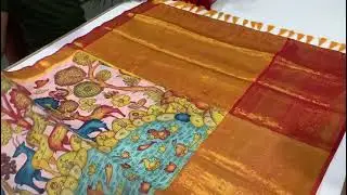 #Banarasi #kalamkari print #saree des no:5CAS,whatsapp 99001983654.#Resellers #Ugadi saree #holi