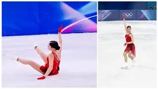 Adeliia Petrosian Fell on a Quadruple Figure Skating Women Free Skating Olympics | Аделия Петросян