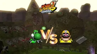 Mario Strikers Charged: Yoshi vs Wario [Crater Field]