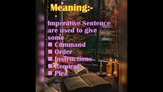 Sentence ||Part 5|| Imperative Sentence ||Meaning and Examples ||English Grammar ||Moushumi Dey.