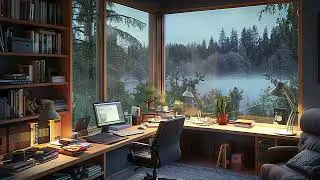 Productive Study Environment with Rain Sounds - Peaceful Cabin Setting with Calming Rain
