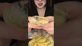Chicken Wrap ASMR | Creamy Chicken & Mushroom Wrap, Fries Mukbang