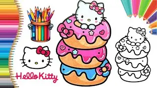 Coloring Hello Kitty In a Donut Stack using Alcohol Markers | Sanrio Hello Kitty Coloring Book Pages
