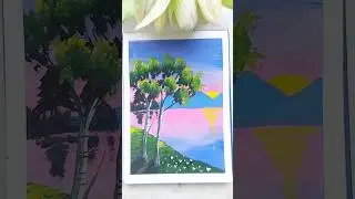 Purple Sunset Painting 💜💜💜 #painting #shorts #foryou