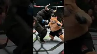 cat ufc champion knockdown bull #catshorts #catfighter #viralshorts