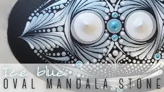 Metallic Baby Blue on a Large Oval Mandala Stone