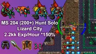 Мастер-волшебник Tibia 204 (200+) Соло-охота / Фармайн / Город ящеров / 2,2кк опыта/час *Хороший ...