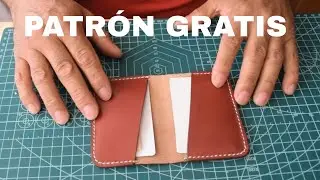 Como hacer un tarjetero de cuero super facil . PATRON GRATIS.
