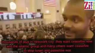 thousands of Jews residents protests at new York City . they want ceasefire