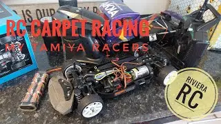 Club Level Carpet Racing with two on road Tamiya chassis.