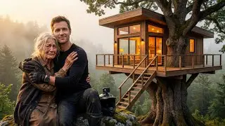 Building a Mini House Inside a Tree Trunk | Forest Survival (ASMR)