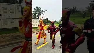 🐒 Sun Wukong and superheroes were chased by dogs while filming#funny