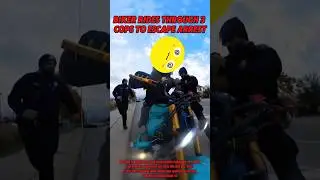 Biker Rides Through 3 Cops To Escape Arrest | @12ohclocknubbz on IG #motorcycle #cop #police