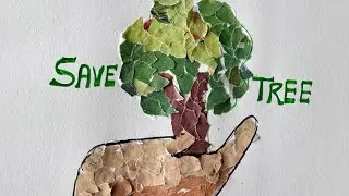 How to draw save tree 🌳 collage art/step by step drawings #art #trending #collageart 