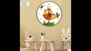 Large Nursery Wall Clock / Kids Wall Clock with Personalized Name /Fabulous Bird Wall Clock