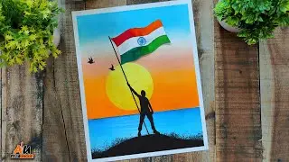 Very Easy Republic Day Drawing With Oil Pastels Step by Step