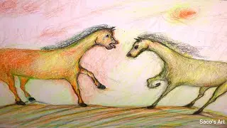#relaxart, #drawing, Horses, Focus, #relaxingmusic, #pianomusic #stressrelief, #relaxpainting