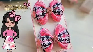 Moños en par con listón de 3.8/fita 9#hairbows #lazos #facildehacer #moños #laços