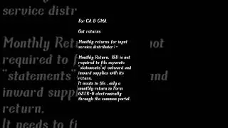 monthly return for input service distributer || GSTR 6 || subscribe to CMA Telugu.