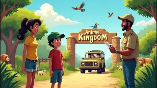 A wide open savannah with tall grass swaying in the wind. Maya and Aarav sits dotting the landscape.