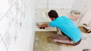 bathroom ki tiles lagany ka triqa || off white 12x24 tile floor installation in pakistan ||