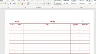 Ms Word Table create Notebook page