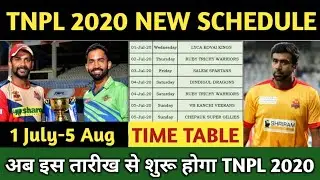 TNPL 2020 New Schedule & Starting Date | Tamil Nadu Premier League 2020 Schedule, Teams & Time Table