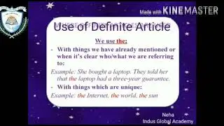 English Grammar, (Topic- Determiners part 1) by Neha, Indus Global Academy
