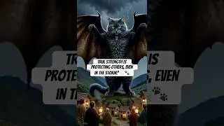 POV: A Giant Cat Shielded an Entire Village from the Storm 🐱⚡🌧️#ai #aicat