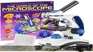 AmScope M162C-2L-PB10-WM Awarded 2018 Best Students and Kids Microscope Kit & PS25 Prepared Microsc