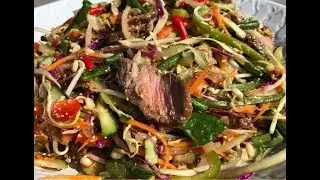Кхмерская кухня — салат из жареной говядины с соусом из тамаринда