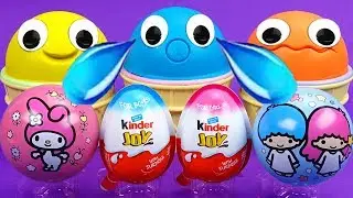 3 Colors Play Doh Ice Cream Cups PJ Masks Surprise Toys Kinetic Sand Yowie Kinder Surprise Eggs